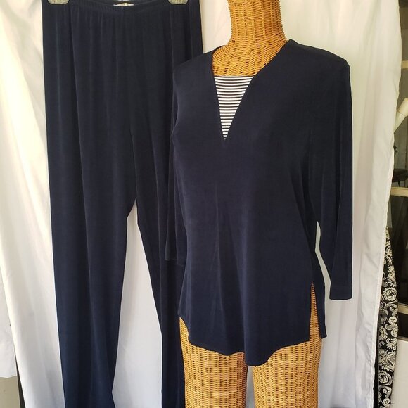Draper's & Damon's Women's 2 Piece Pants Set - Navy Blue - Size S/M